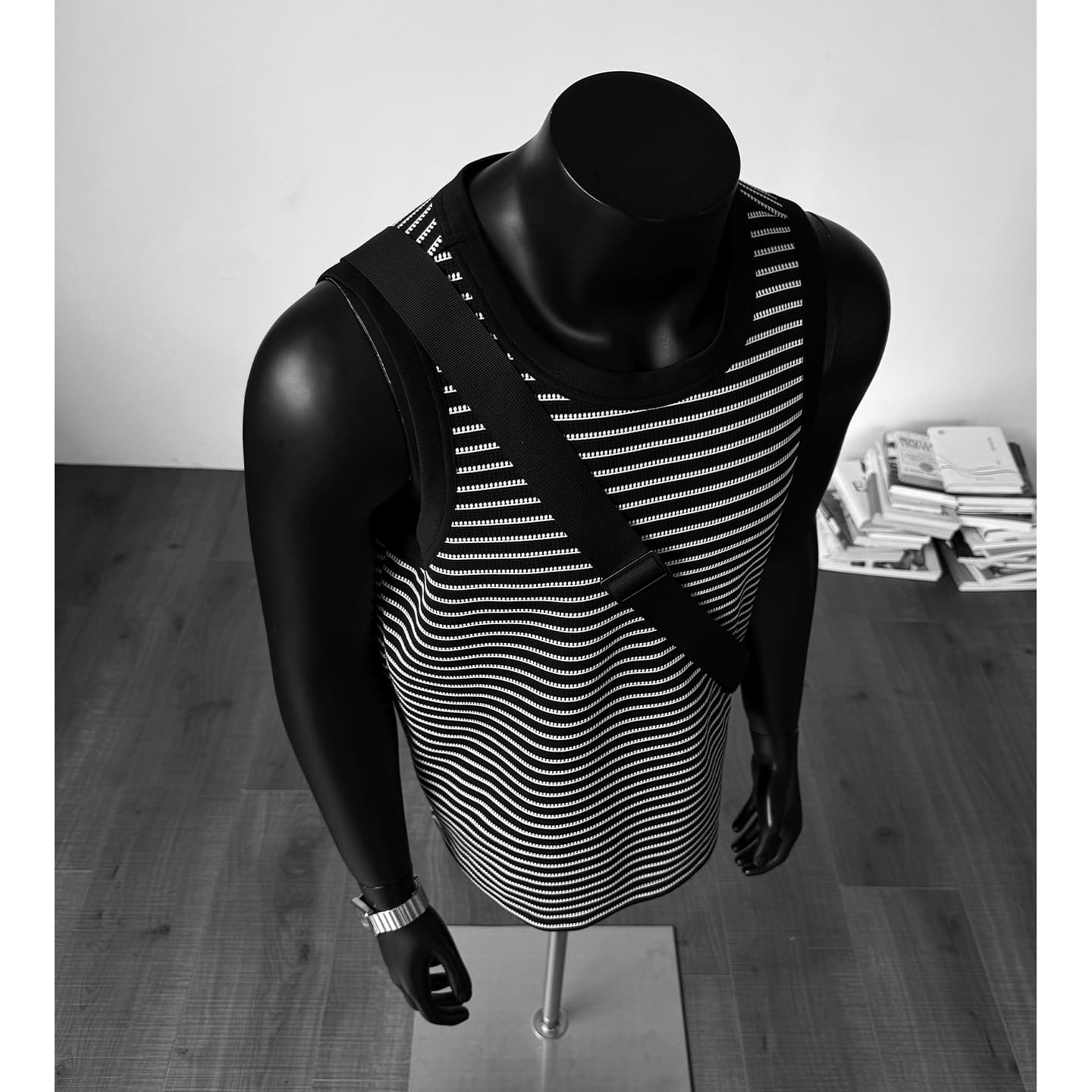 Striped Vest Tank Top for Men Summer Trendy Inner Layer American Stretch Fit Fitness Sports Sleeveless T-Shirt