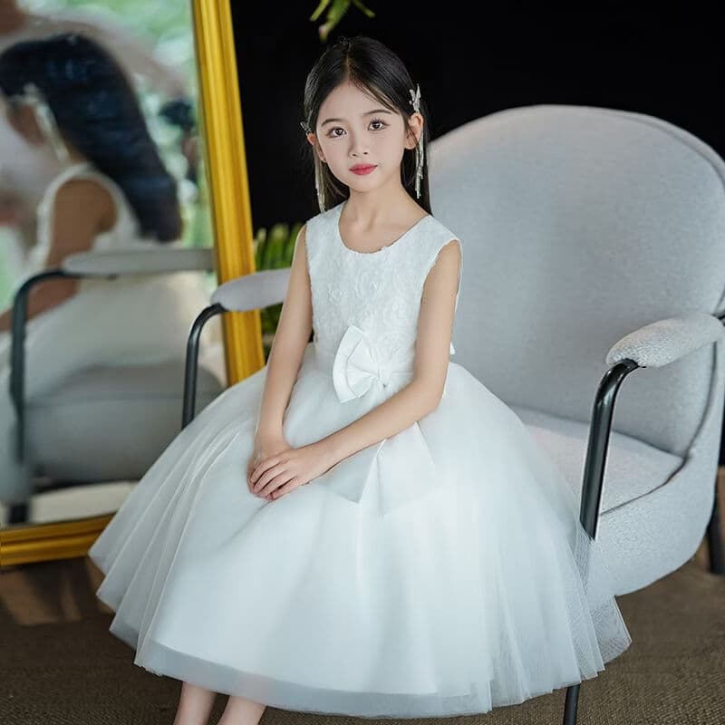 Girl's Light Luxury High-End Flower Girl Princess Dress, Children's Host Piano Performance Little Girl Wedding Dress