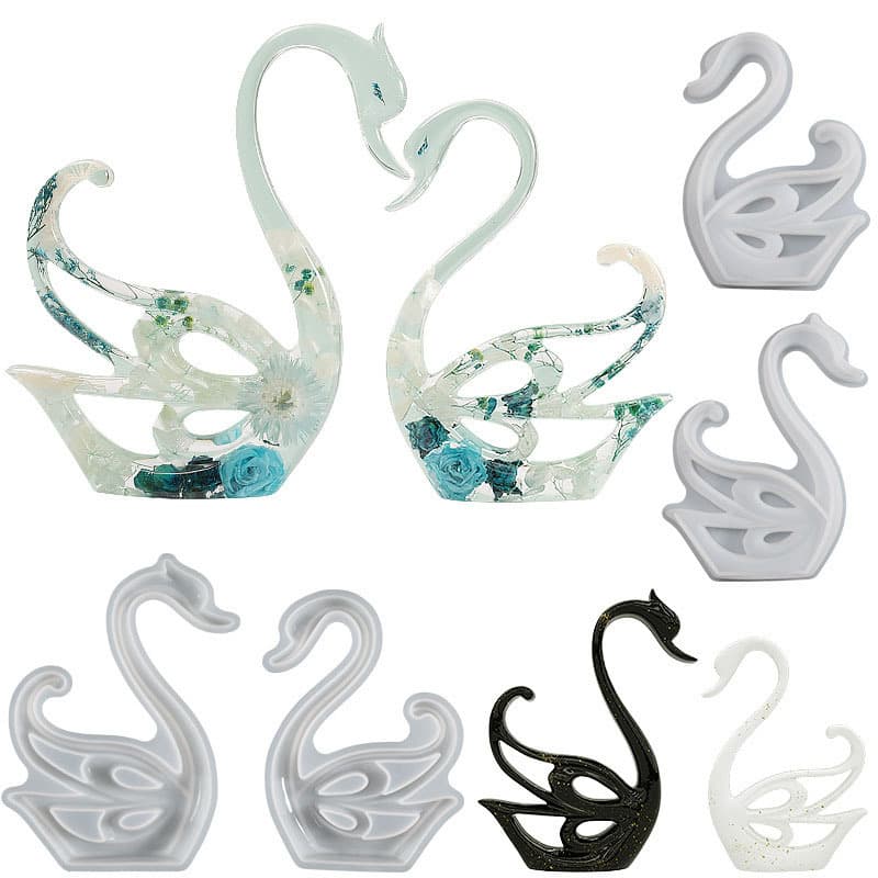 Yu Mei Ren Crystal Epoxy Resin DIY Aroma Plaster Mold Swan Left and Right Ornament Table Silicone Mold