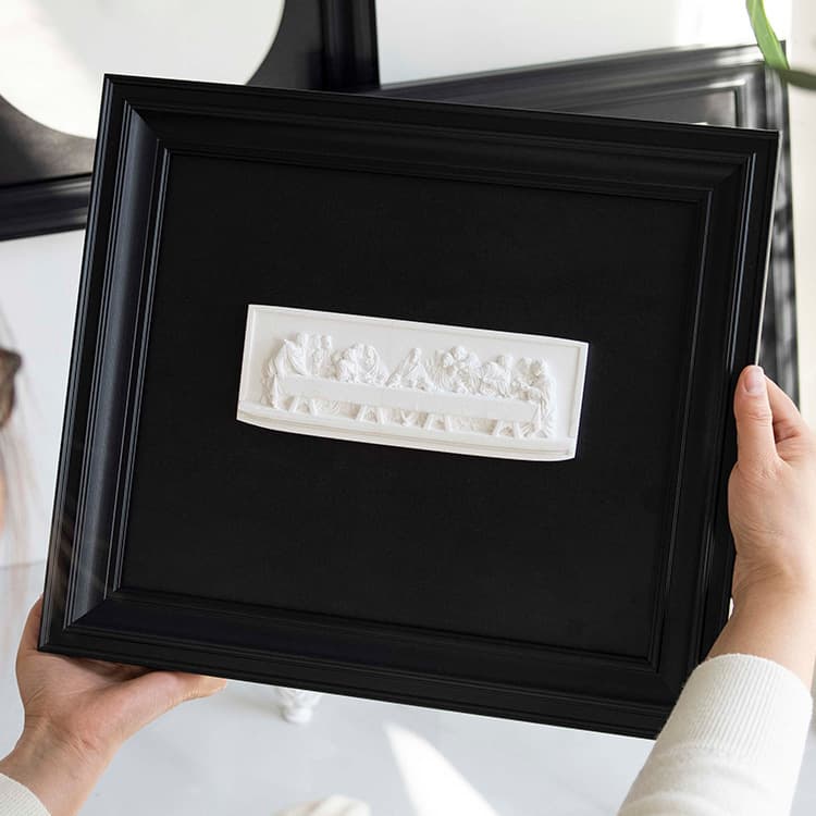 Premium Embossed Photo Frame, Black Picture Frame, Restaurant Hallway Hanging Art, Retro Living Room Decorative Frame
