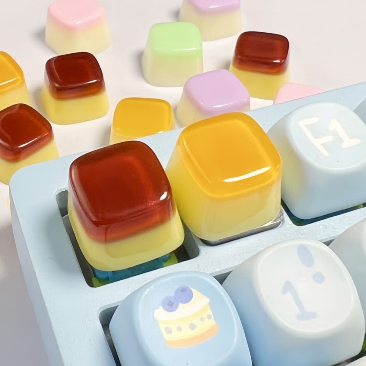 Custom DIY Resin Simulated Caramel Pudding Keycap Mango Jelly Cross Axis Mechanical Keyboard Keycap Single
