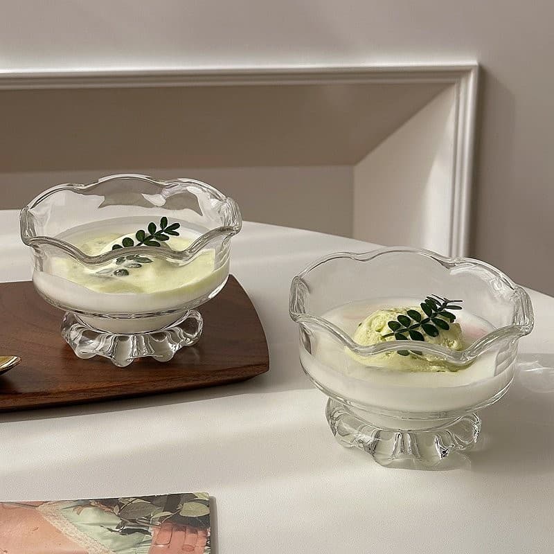 Ins Viral Glass Dessert Bowl Ice Cream Bowl Sweet Soup Bowl Shaved Ice Yogurt Ice Cream Bowl Jelly Bird's Nest Breakfast Bowl