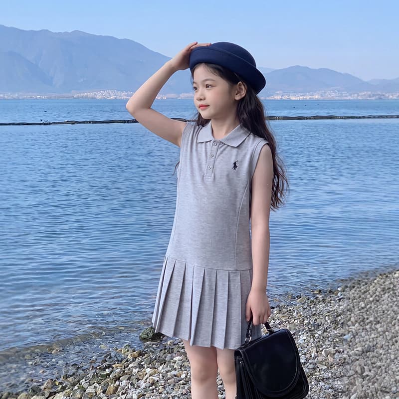 Girls' Big Kid Dress Sporty Polo Shirt Tennis Skirt Summer Outfit for Middle School Students Children's Clothing