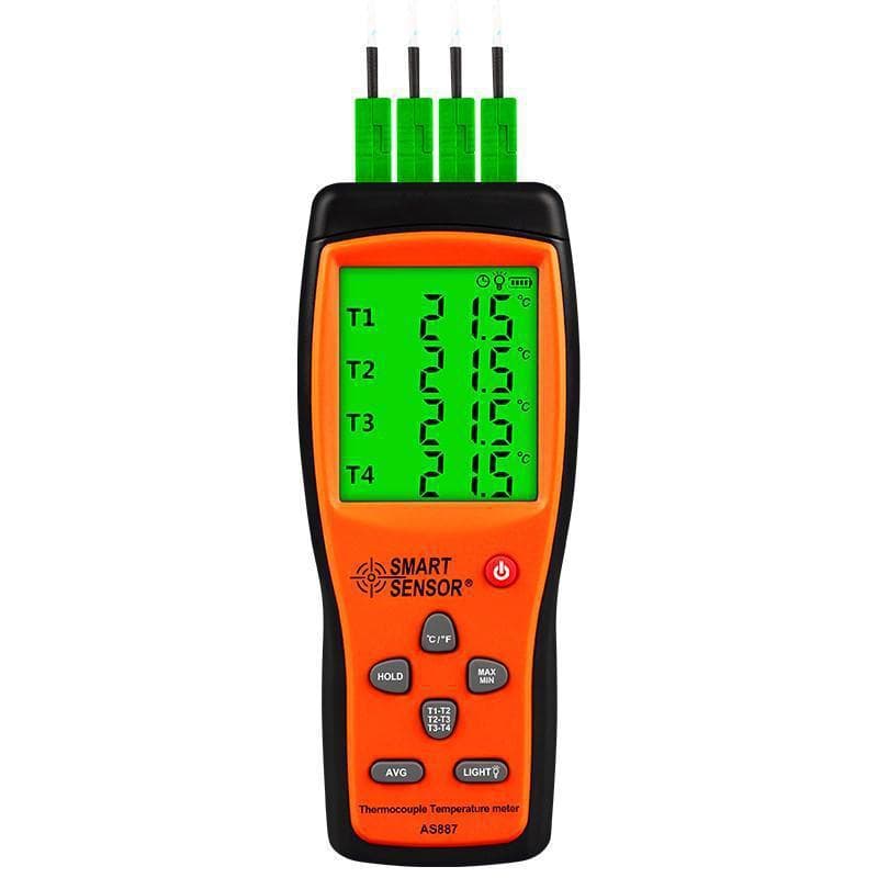 CEM AS877/AS887 Digital Contact Thermometer with K-Type Thermocouple Probe, High-Precision Thermometer