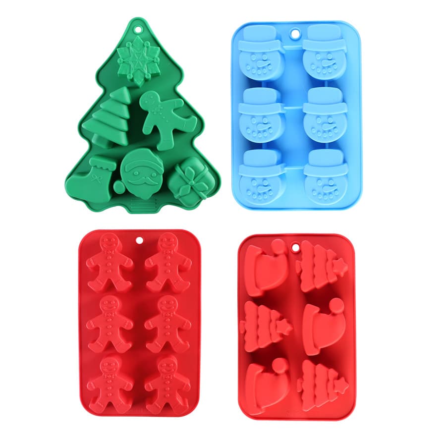 Christmas Series Silicone Cake Mold Snowman Santa Claus Baking Tray Cookies Chocolate Mold Non-Stick Heat Resistant Tools