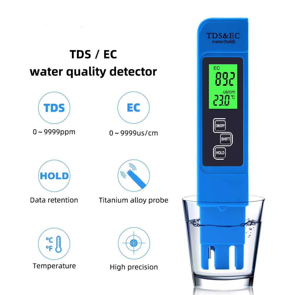 3-in-1 TDS Pen Water Quality Test Pen EC Meter Conductivity Tester with Temperature