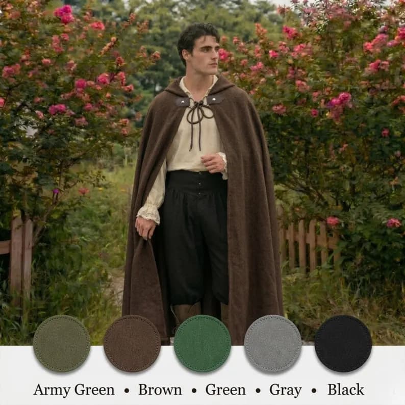 High-end suede shawl European and American film and television photography cloak Halloween medieval cloak winter warm long cloak