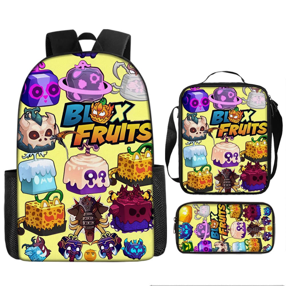 ROBLOX Blox Fruits School Backpack for Kids, Large Capacity Backpack, Shoulder Bag, Pencil Case