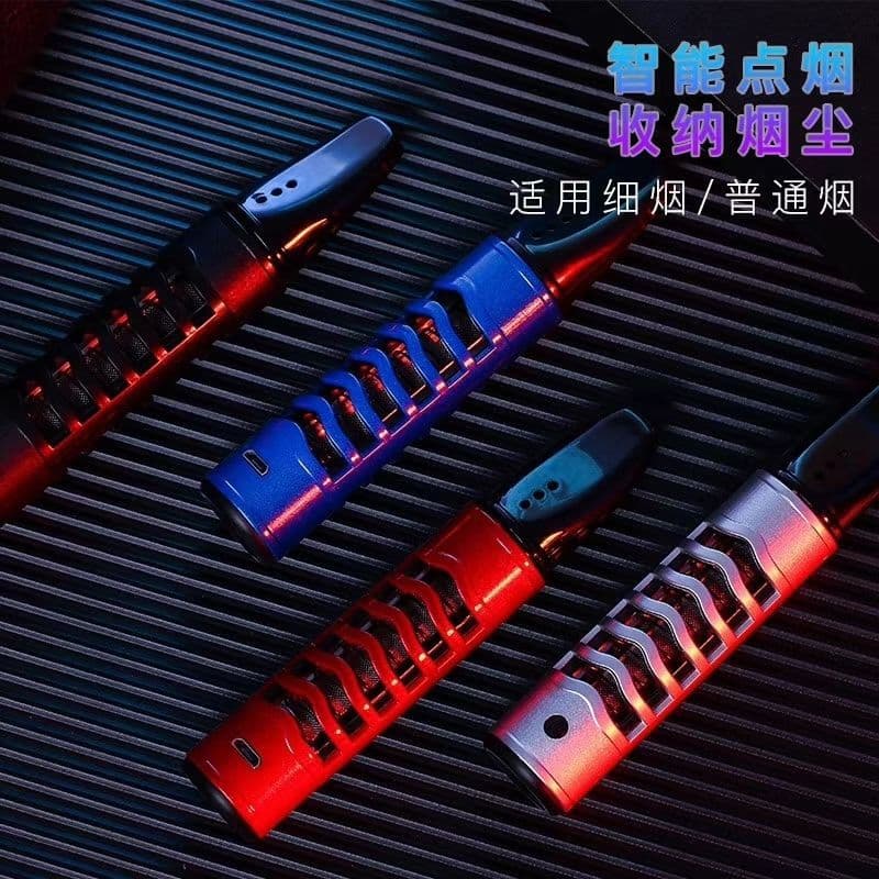 One-Click Lighter for Both Regular and Slim Cigarettes, Electronic Lighter with Ashtray and Heat Protection, Lightweight and Comfortable Grip