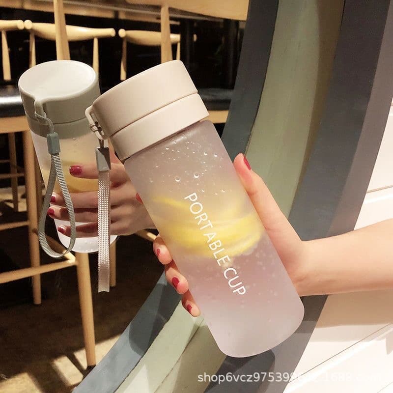 Factory Direct Double-layer Water Cup Unisex Student Korean Style Large Capacity Plastic Cup Simple Portable Leak-proof Advertising Cup