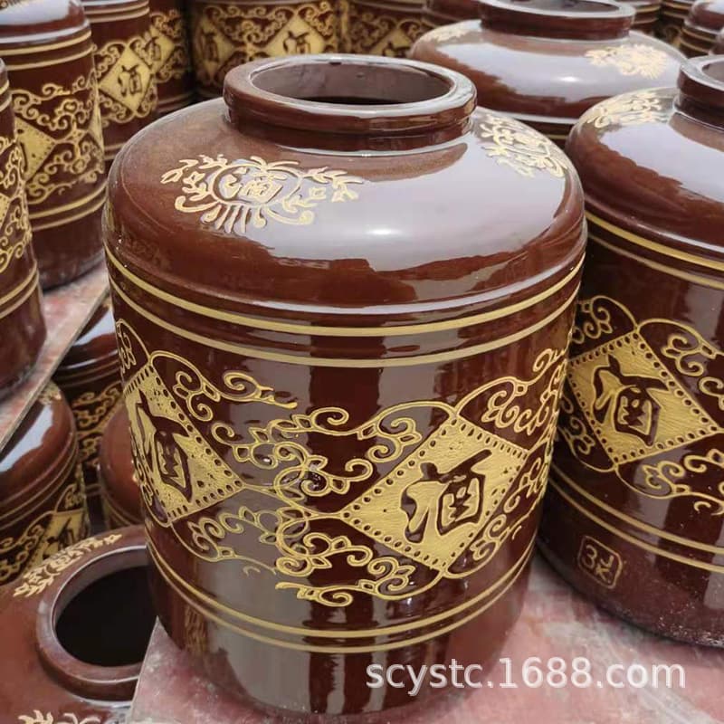 Sichuan Plum Wine Jar 10-20-50-100 Capacity Sealed Wine Jar Ceramic Wine Vat Sealed with Lid Manufacturer Wholesale