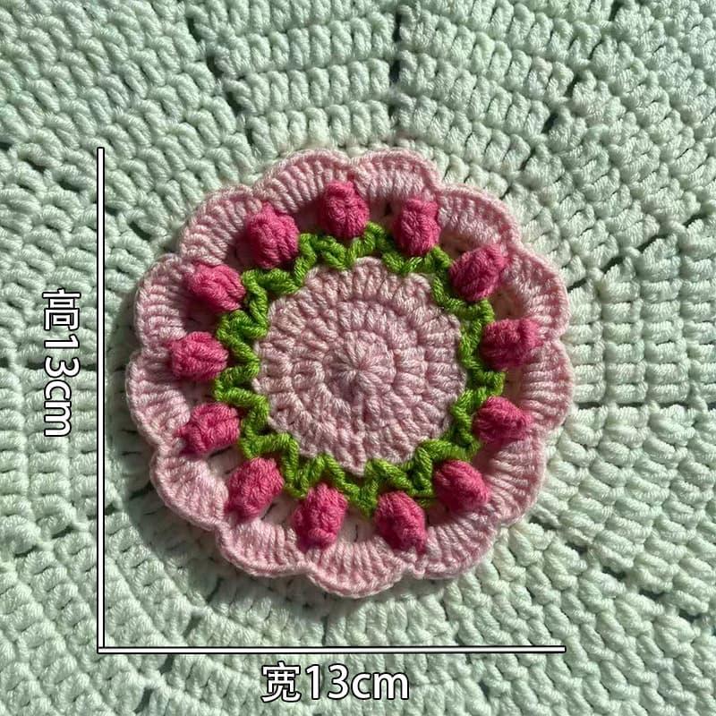 Cross-border Finished Rose Bouquet Coaster Yarn Handmade Crochet DIY Knitting Tulip Crochet Flower High-end