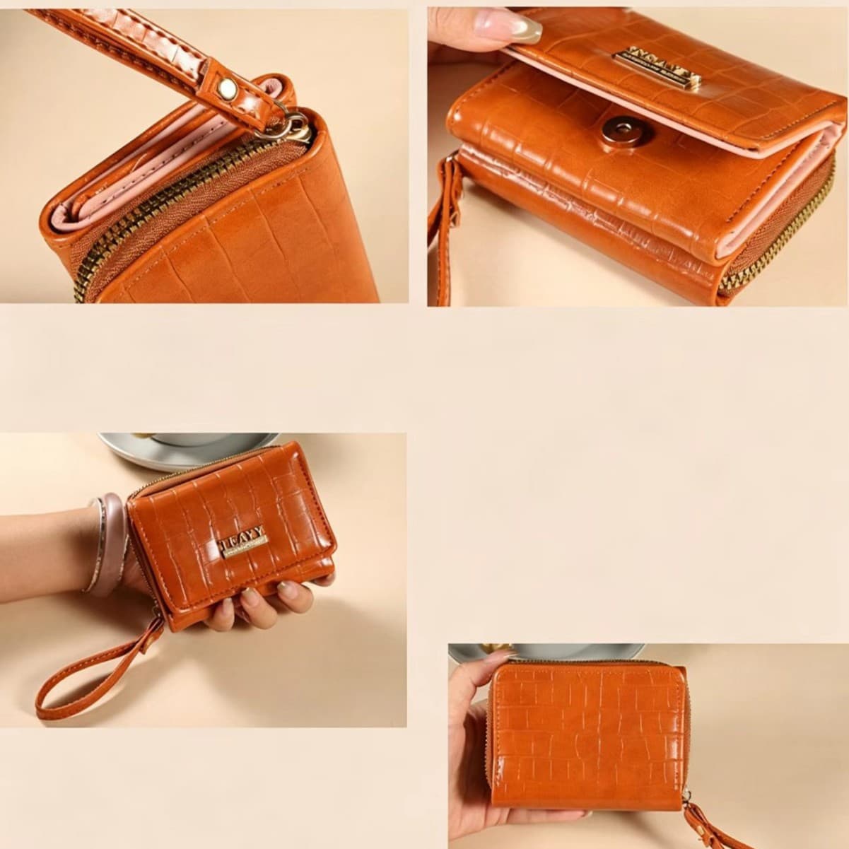 2026 Fashionable Glossy Crocodile Texture Short Wallet Multi-Slot Card Holder Clutch Handbag Small Square Bag Coin Purse