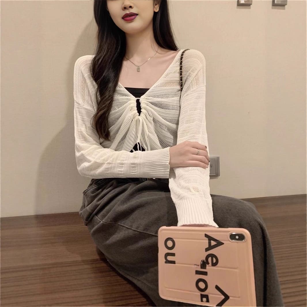 Women's Short Sleeveless Sun Protection Shirt French Style Outerwear Fashionable Pure Color Sweet And Spicy Top Polyester Fiber
