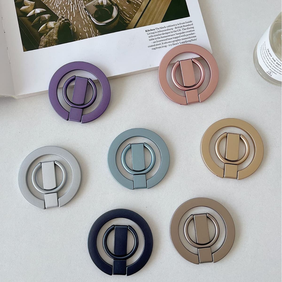 Compatible with Apple MagSafe Magnetic Multi-Color Back Sticker Phone Grip Metal Ring