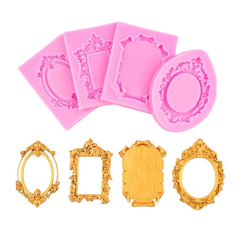 European Vintage Frame Photo Frame Cake Decoration Fondant Chocolate Silicone Mold Relief Border Epoxy Resin Accessories Mold
