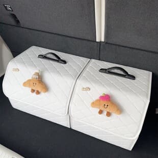 Cute Cartoon Croissant Car Trunk Storage Box Foldable Creative Car Organizer Box Car Accessories