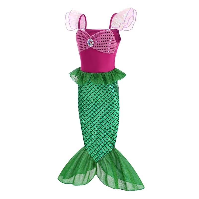 Girls' Mermaid Little Flutter Sleeve Sequin Dress, Amazon Sleeveless Princess Mermaid Long Dress