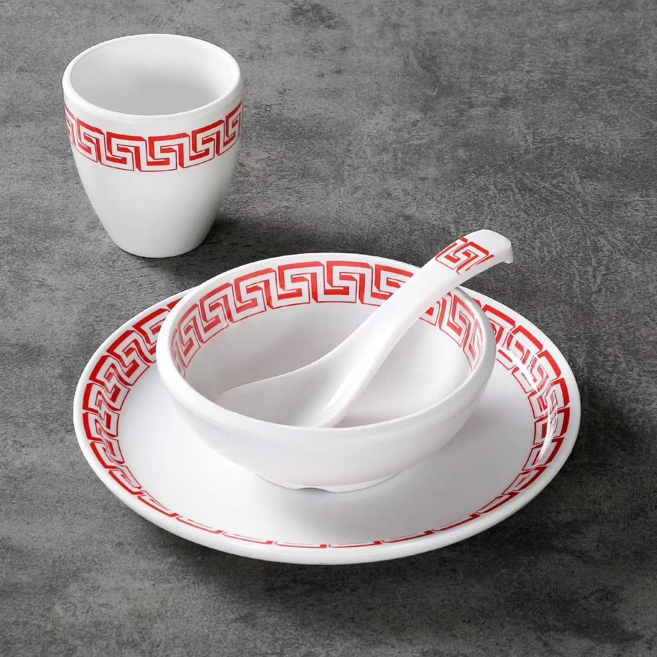 Xiangyuan Meimelamine tableware four-piece set of dishes and plates set commercial imitation porcelain restaurant plate deep plate large bowl