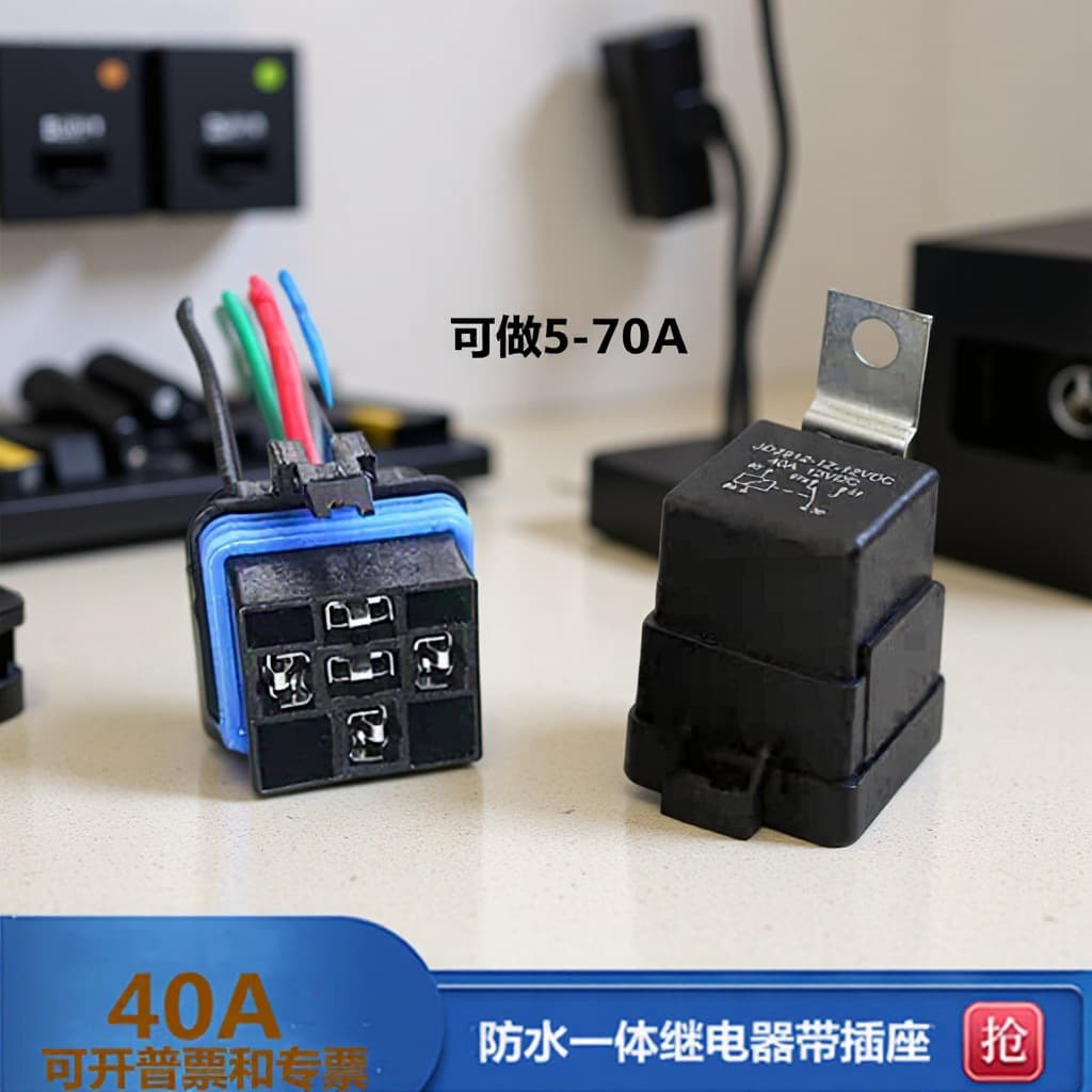 Expert Choice Waterproof Integrated Relay 24V/48V/60V/72V Four-Pin Five-Pin with Socket DC Automotive Relay