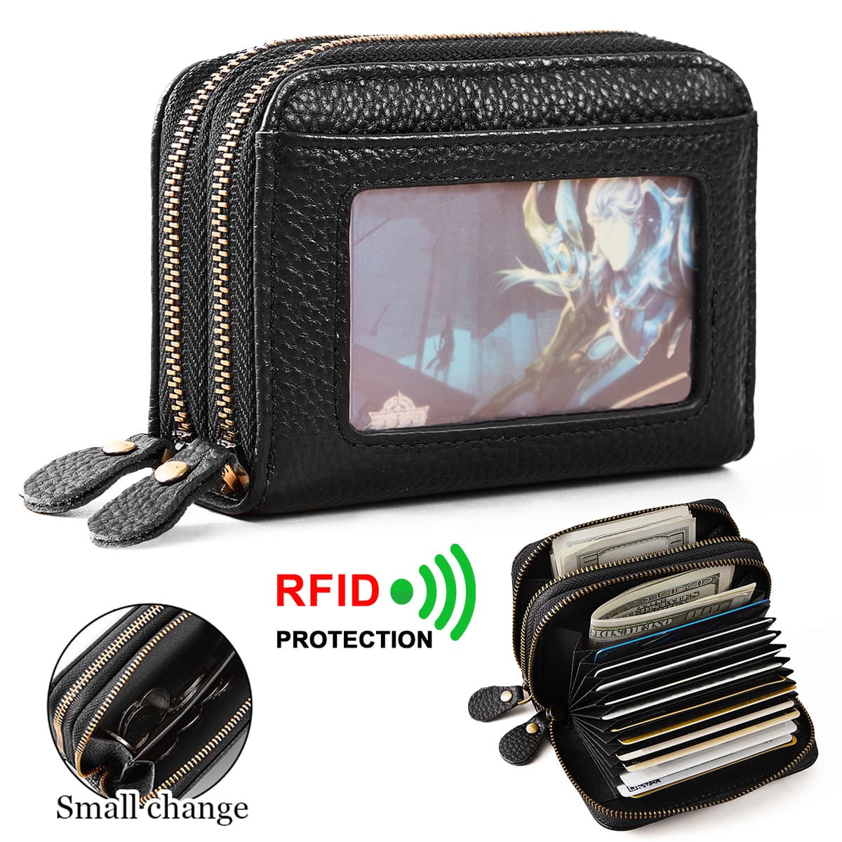 Ciephia genuine pickup bag anti-theft RFID first layer cowhide C brand Ciephia organ design coin purse silver