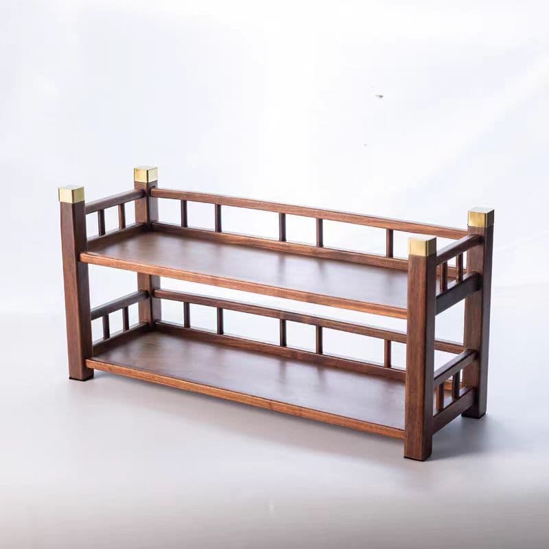 Walnut Storage Rack Solid Wood Small Chinese Style Tea Utensil Tea Cup and Teapot Storage Multi-purpose Stand New Chinese Style Tea Rack