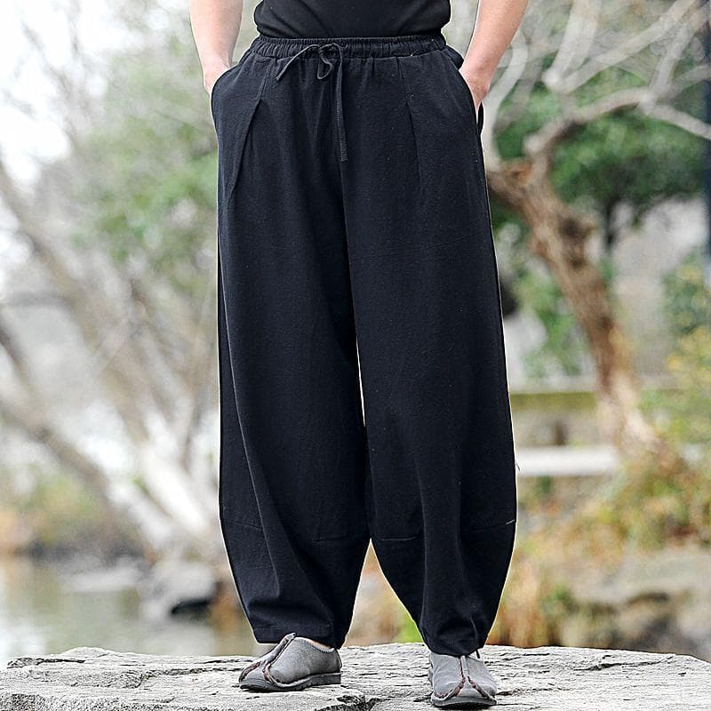Loose Cotton Linen Men's Casual Pants Spring Summer Wide Leg Plus Size Comfortable Training High Waist Long Straight Leg Trousers