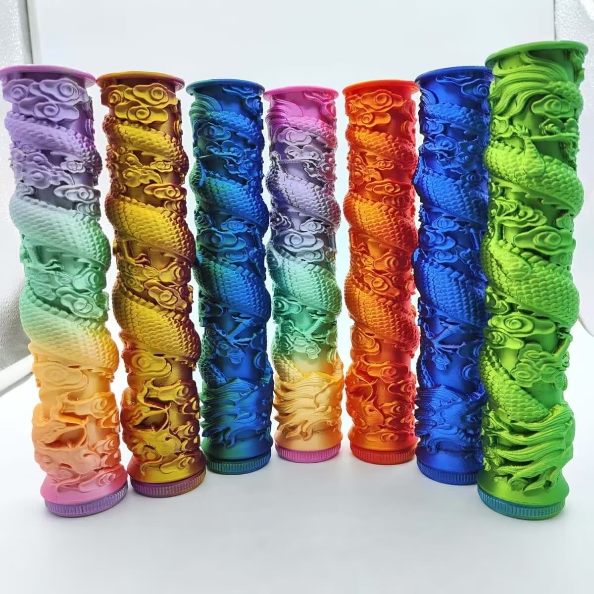 Cross-border 3D Printed Dragon Coil Telescopic Sword, Auspicious Cloud Telescopic Sword, Cyberpunk Colorful Sword, New Street Stall Product