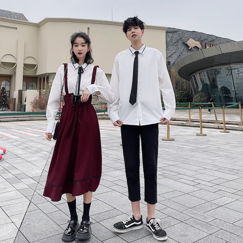 2021 Spring and Summer Couple Clothing Men's and Women's Long-sleeved Shirt Suit Men's College Style Class Clothes Shirt Suit