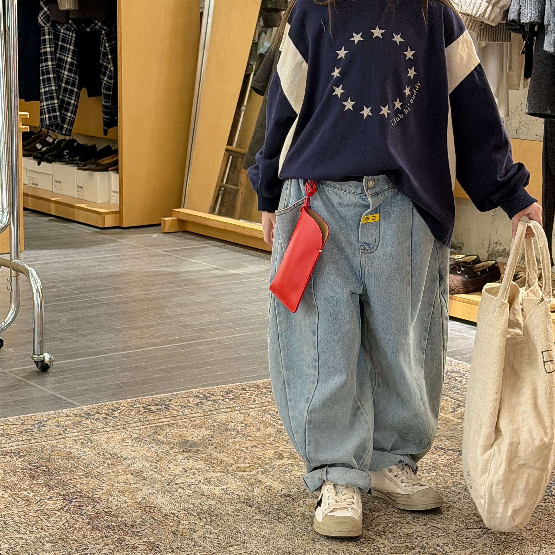 Children's Pants 2026 Spring/Autumn Korean Style Denim Jeans for Boys and Girls Fashionable Harem Pants Trendy Cross-border Children's Clothing Zhili