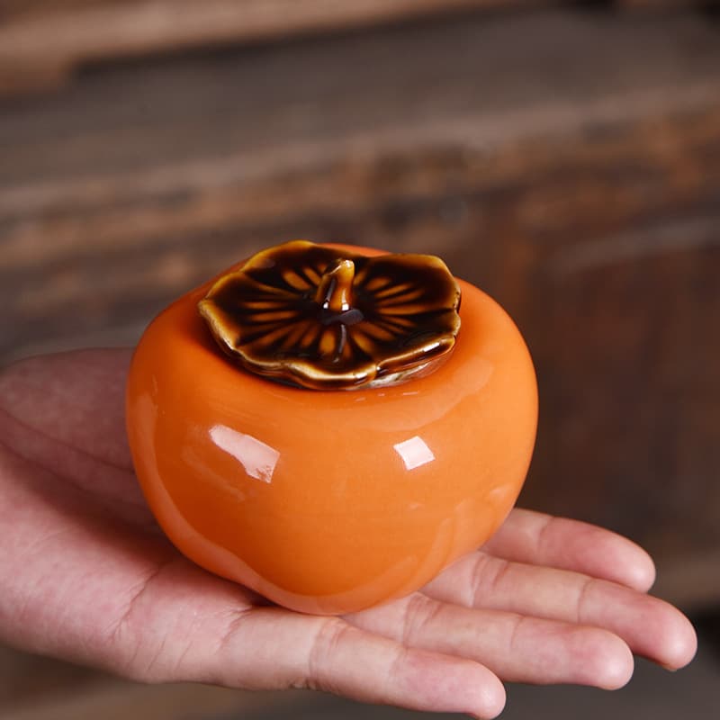 Persimmon Tea Canister, Wedding Candy Jar, Shi Shi Ru Yi Ceramic Sealed Jar Gift Box Set, Creative Wedding Favor Decoration