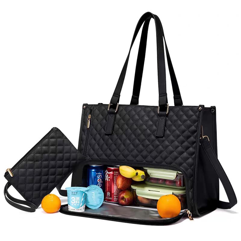 Large Capacity 2-in-1 Tote Bag Lunch Picnic Combo Bag Large Handbag Insulated Bag Women Commuter Office Laptop Bag
