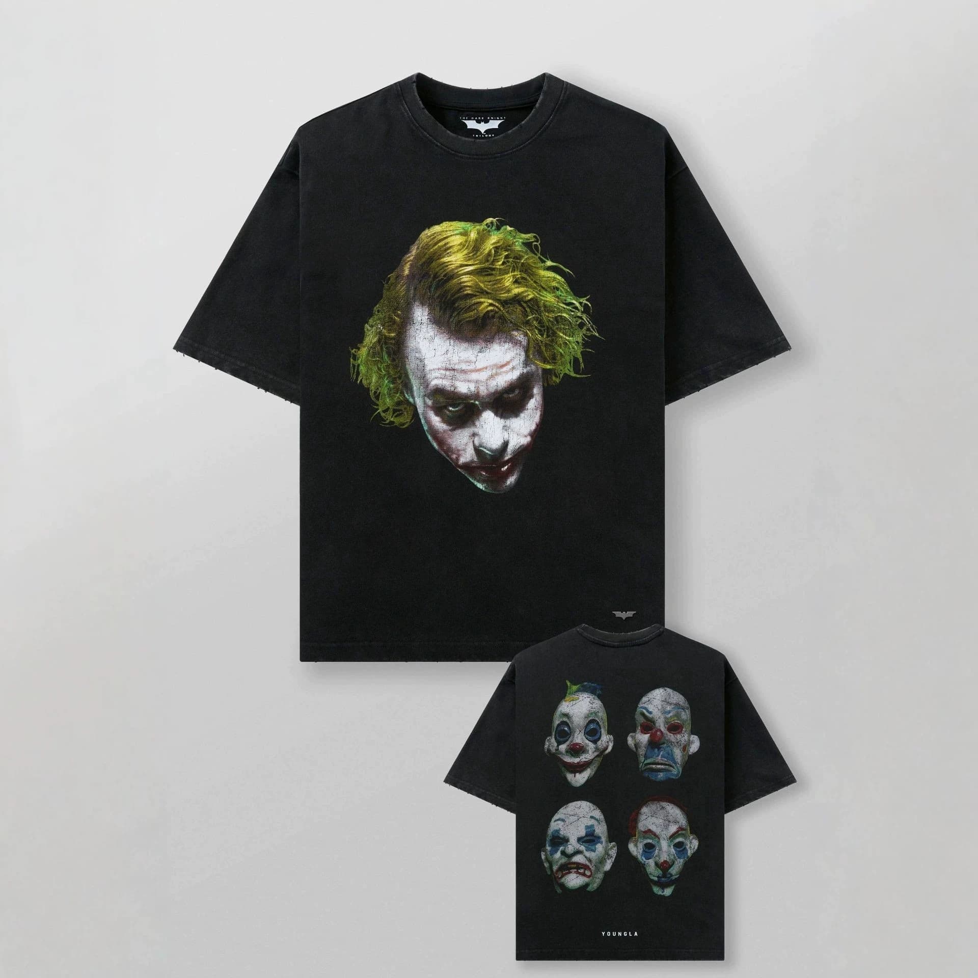 YOUNGLA joint Batman new men's short-sleeved jogger sports fitness cotton large size loose short T-shirt