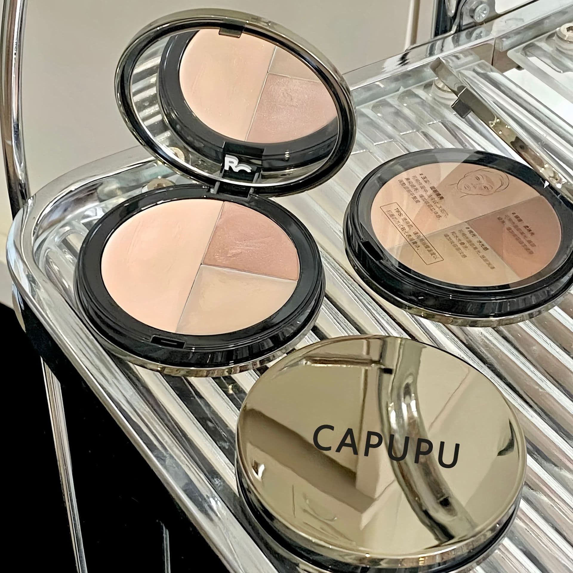 CAPUPU Highlighting Palette Three-Color Multi-Use Highlighter Contour Brightening 3D Concealer Shadow Nose Shadow All-in-One Contour Palette