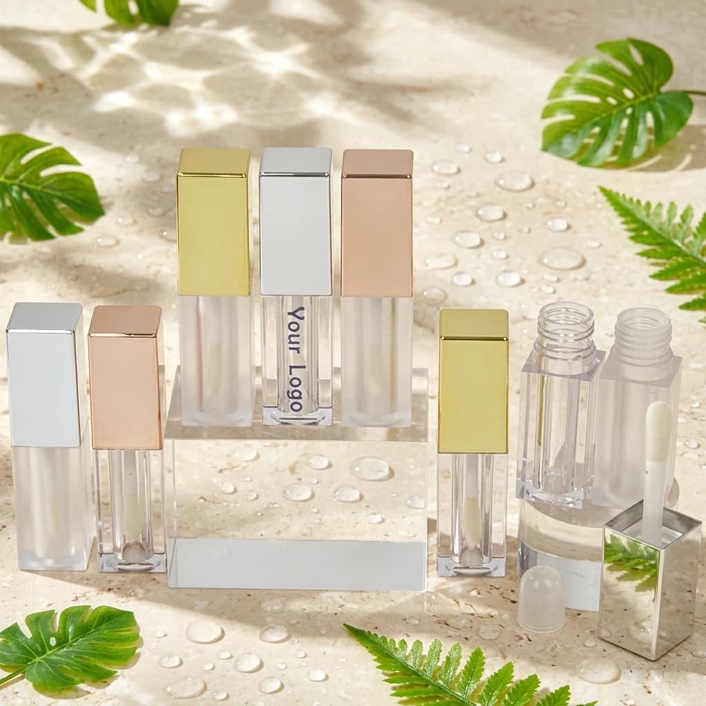 CY057 large brush head 4ml square silver gold lip glaze liquid eye shadow lipstick transparent frosted bottle lip gloss tube packaging material