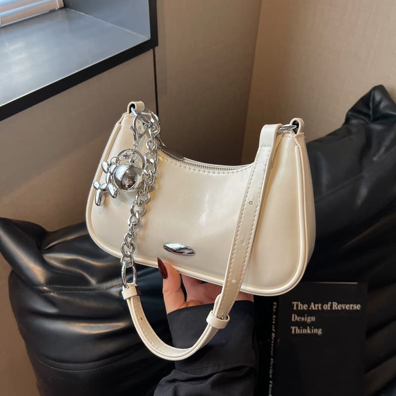 Premium Fashion Underarm Crescent Bag Women's Bag 2026 New Cross-Border Wholesale Chain Shoulder Bag Oil Leather Crossbody Bag