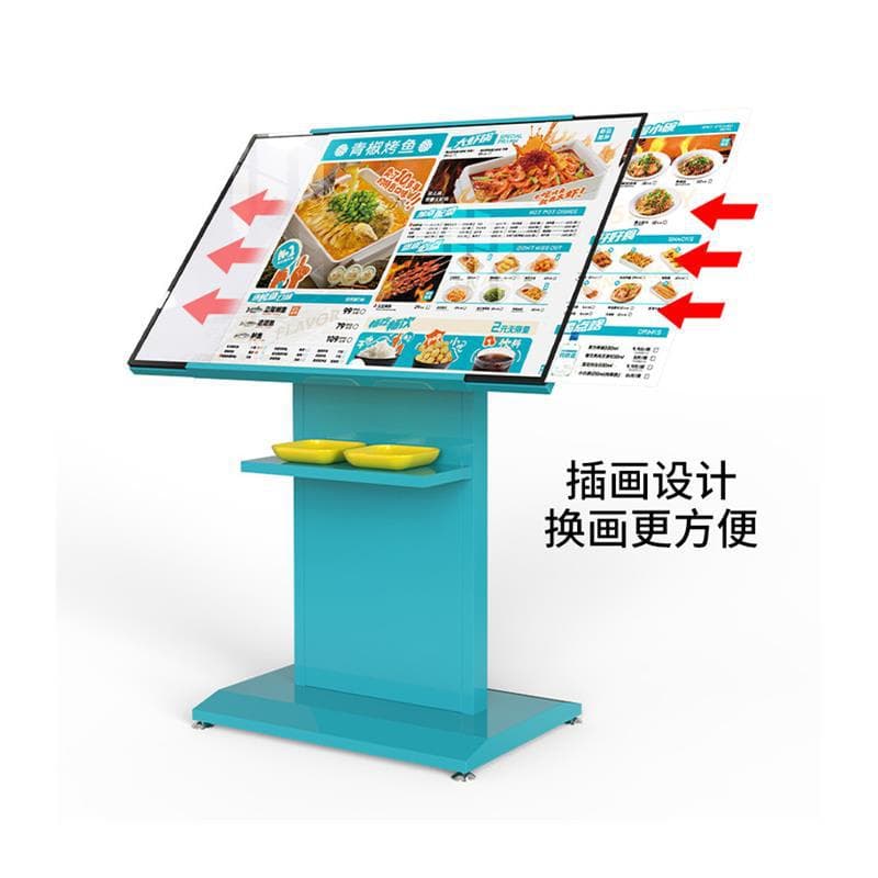 LED trendy ordering lightbox, restaurant menu display board, illuminated advertising sign, standing charging large-screen glass display stand