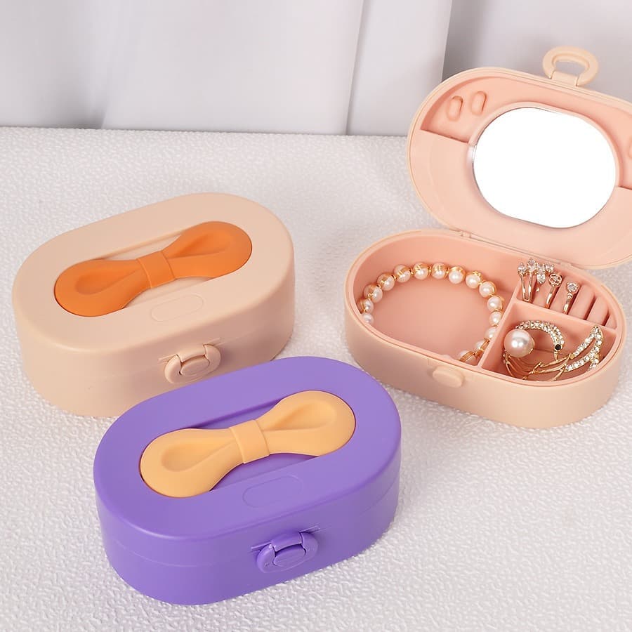 Cross-Border Bow Jewelry Storage Box, Portable Jewelry Box, Fashion Jewelry Ring Box Storage Organizer