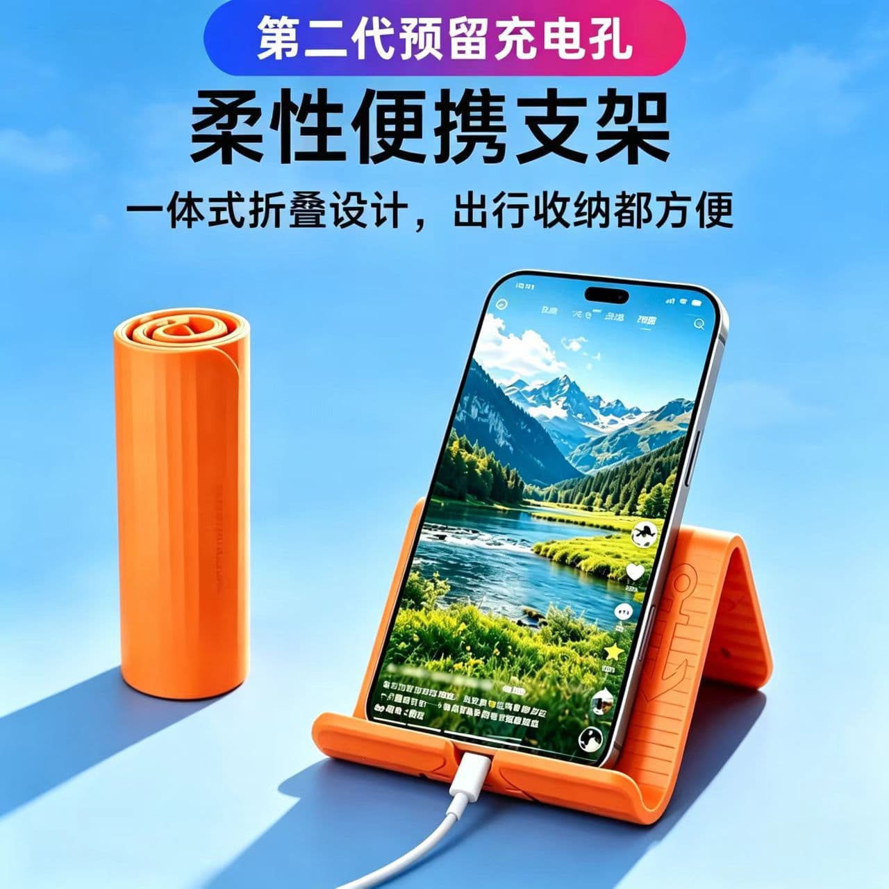 Silicone folding desktop mobile phone holder, adjustable portable laptop tablet holder, flexible lazy mobile phone holder