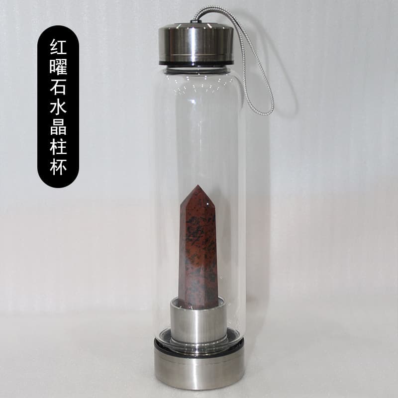 Natural Crystal Hexagonal Prism Energy Glass Water Cup Crystal Wand Tea Cup Sports Water Bottle Spa Cup Wholesale