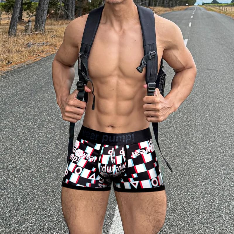 Export Hot Selling Sexy Plaid High-Cut Men's Boxer Briefs for Fitness Sports Low-Rise Lifting Pouch Underwear