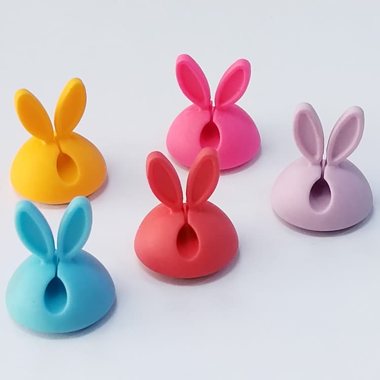 New Cartoon Rabbit Cable Clip Silicone Cord Organizer Headphone Wire Wrapper Data Cable Manager