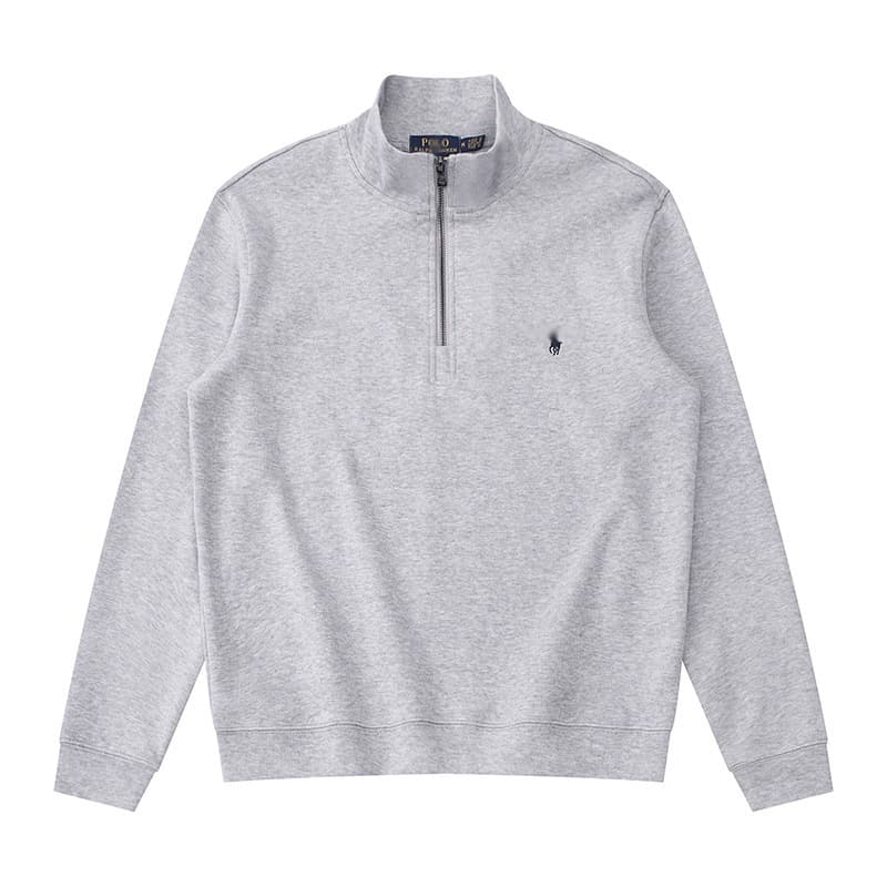 Cross-border New Polo Pony Logo Sweatshirt Men's Half-Zip Stand Collar Solid Color Embroidered Long Sleeve Jacket