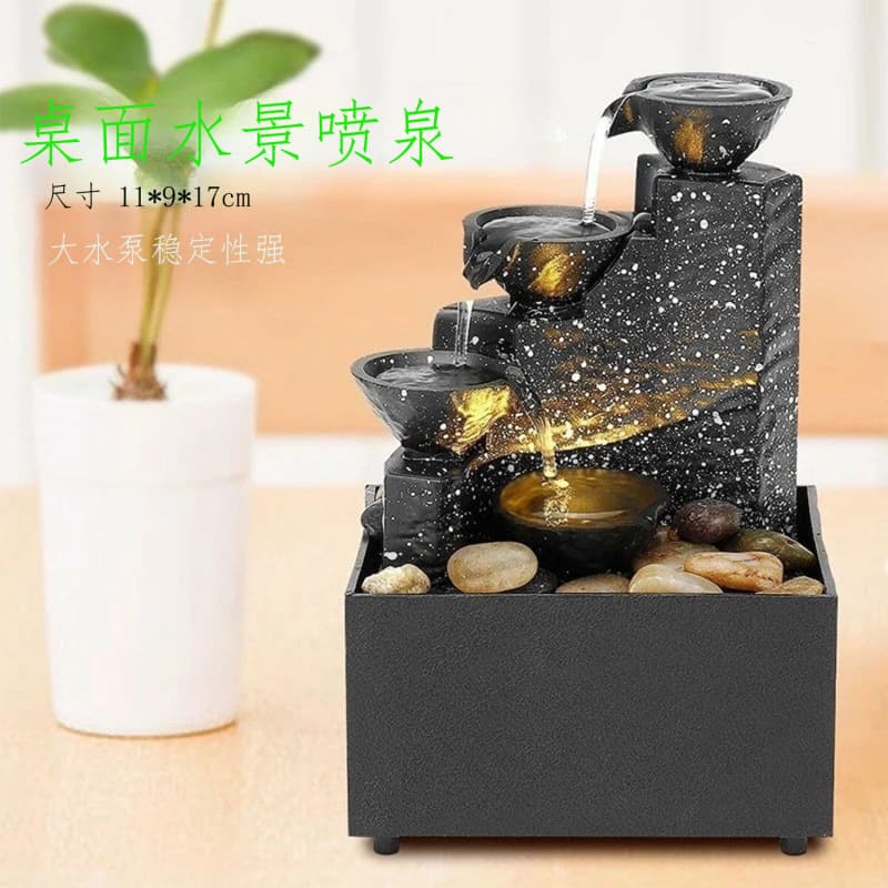 Indoor Decorative Waterfall Fountain, Zen-Inspired Tabletop Art, Silent Lighted Fountain, Hanging Pot Circulating Water Ornament, Cross-Border