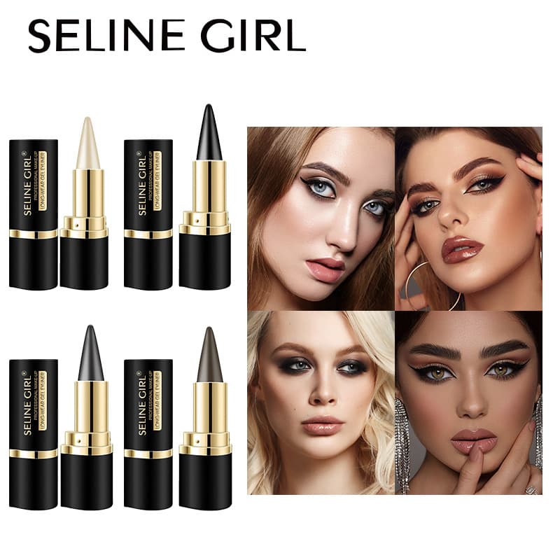 Cross-border celinger makeup matte waterproof not easy to smudges black single-head solid eyeliner for women eyeliner