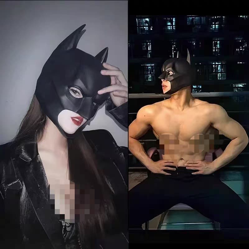 Batman Mask Hood Face Mask for Men Cool Full Face TikTok Live Prop Halloween Cosplay