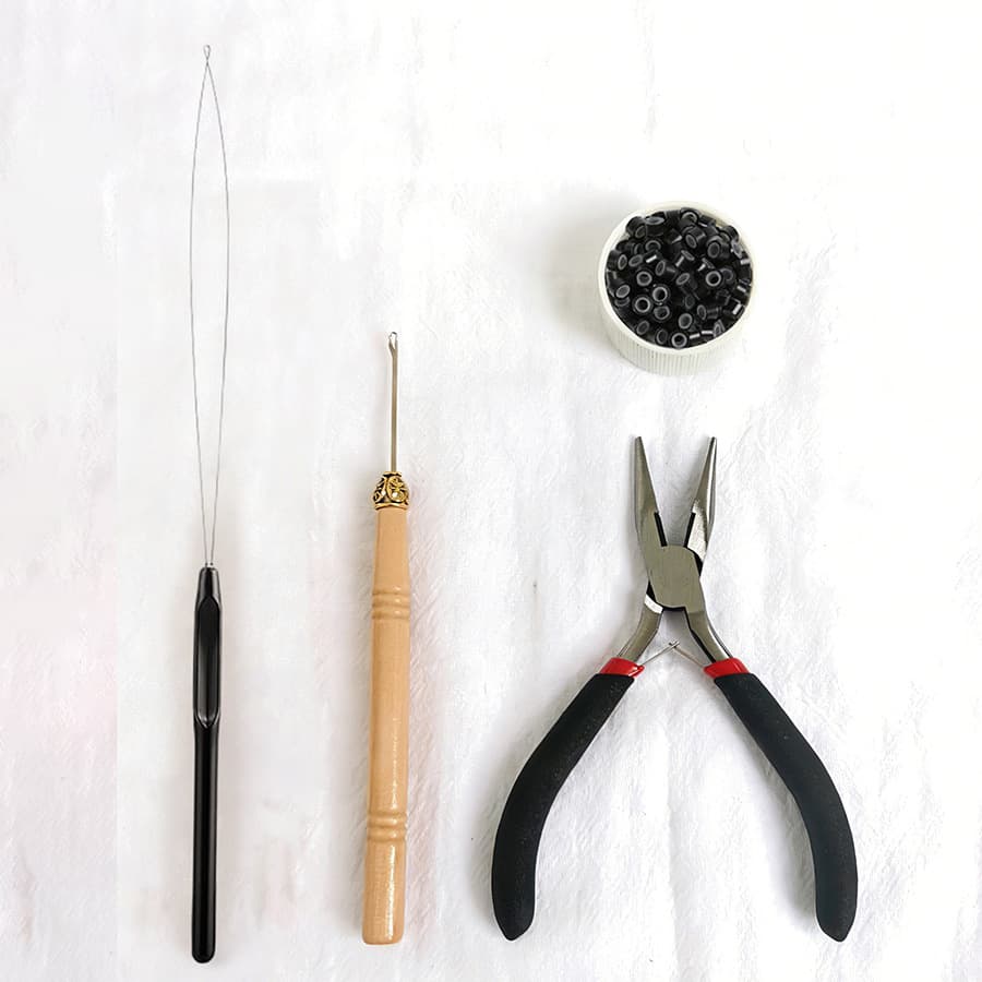 Hot Selling Cross-Border EU/US Laser Hair Weft Pliers 4-Piece Hair Extension Tool Set with Hook Needle