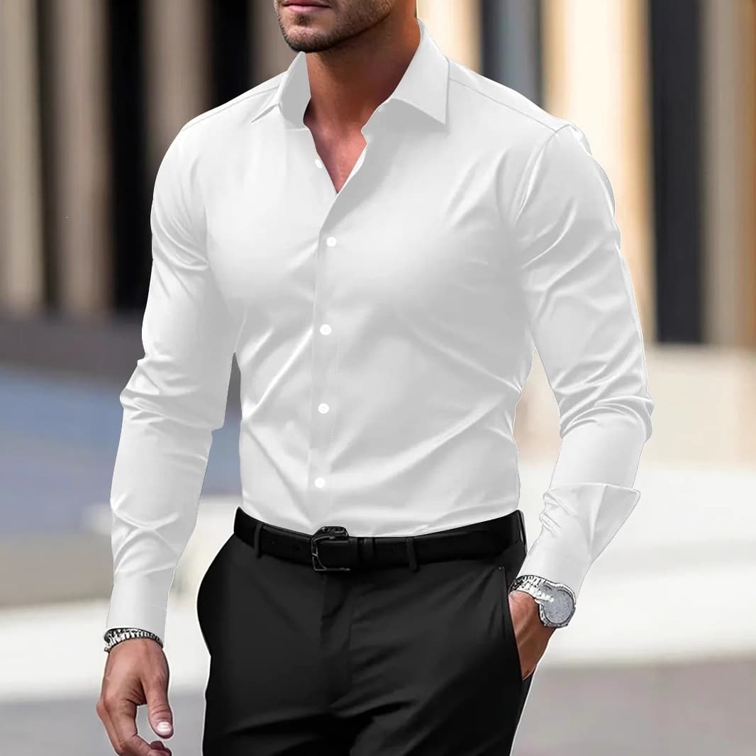 Spring and Autumn White Shirt Long Sleeve Business Formal Fit Professional Large Size Black Short Sleeve Work Wear Work Men's Shirt