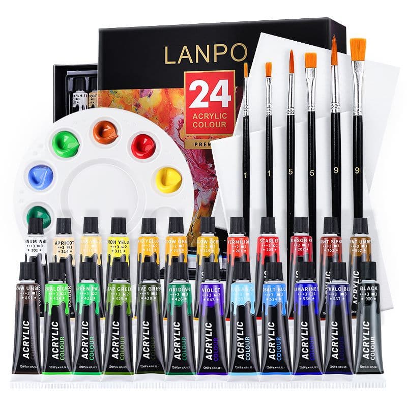 Acrylic Paint 12/24 Colors 12ml/60ml Hand Painted DIY Paint Waterproof Set Boxed Factory Wholesale