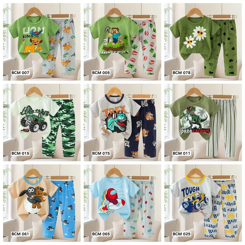 Kid's Pajamas 2026 Children's Pajamas Casual Summer Floral Short Sleeve Long Pants Factory Direct